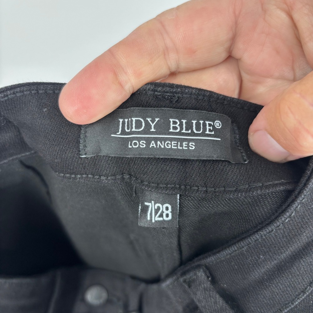 Judy Blue High Waist Patch Pocket Straight Fit Jeans Womens 7/28 Black Wide Leg - Picture 8 of 10